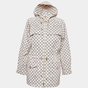 Louis Vuitton Cream Damier Azur Nylon Hooded Parka
